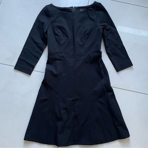 J. Crew Black Midi Dress with Three-Quarter Sleeves